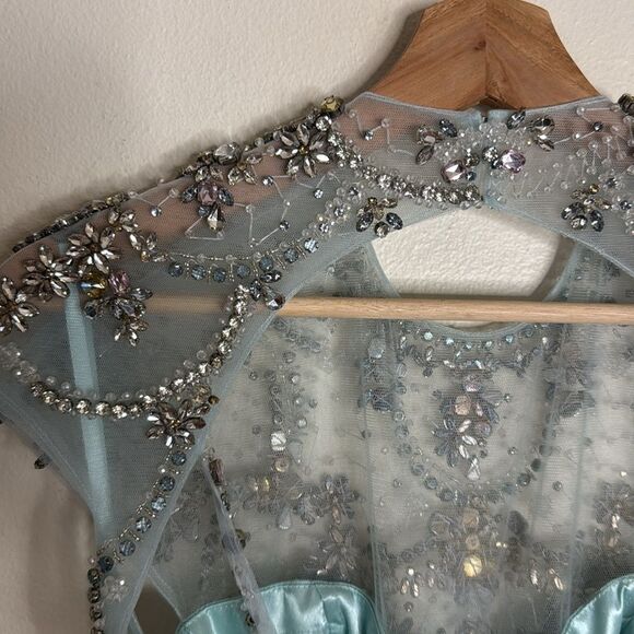 MAC DUGGAL 2025 RUFFLE EMBELLISHED MAXI DRESS FLORAL CHIFFON 68470 size 2 - Picture 11 of 13